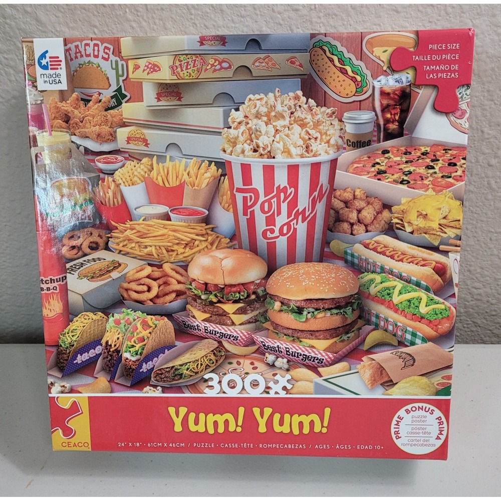 Ceaco Yum! Yum! Jigsaw Puzzle 300 Piece Fast Food Collage 24x18 Excellent